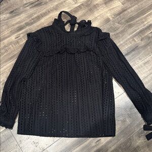Madewell Black Eyelet Top